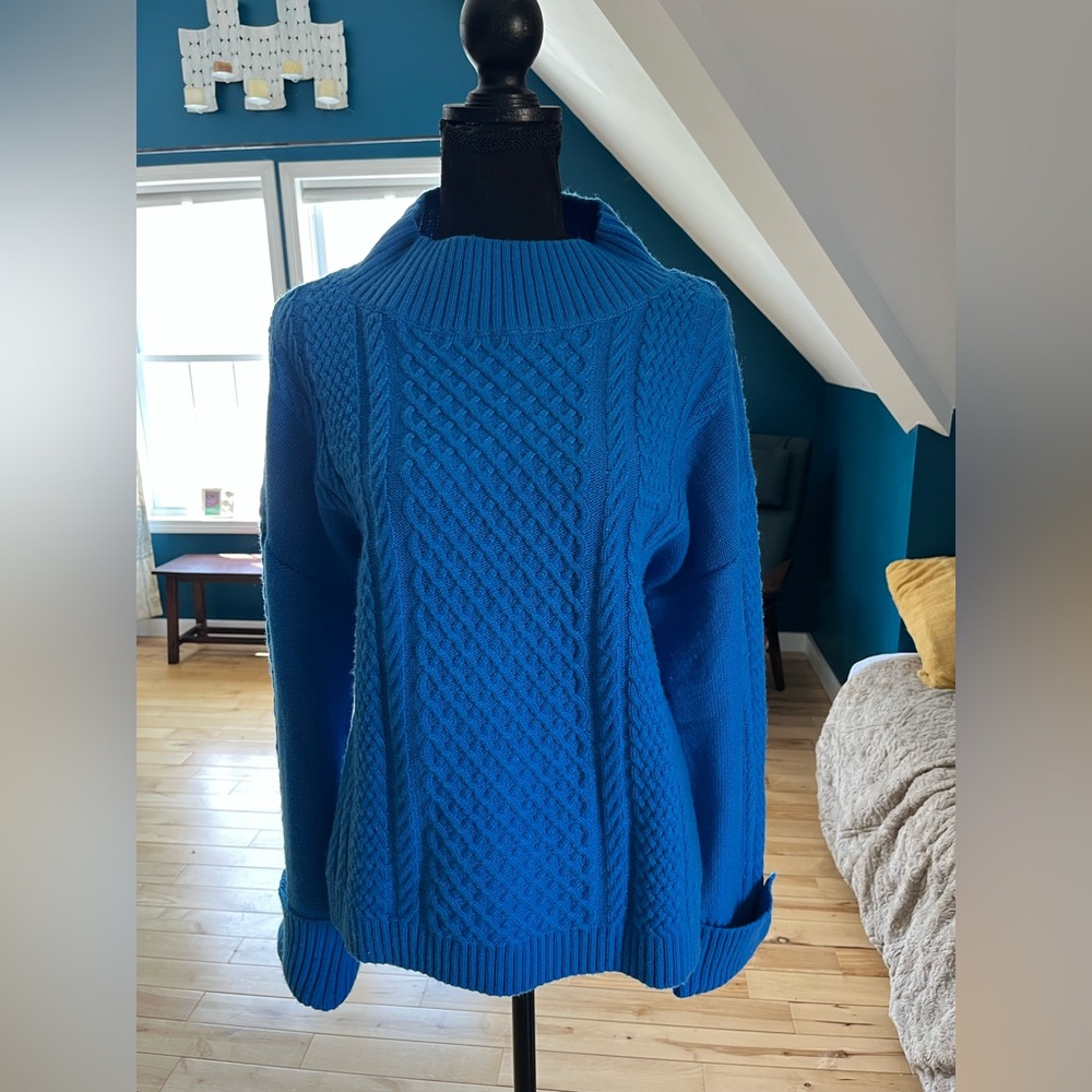 Talbots Women’s XL Blue Cowl Neck Cable Knit Women's Sweater